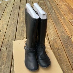 Ugg Rosen Tall Black Leather Boots Size 8